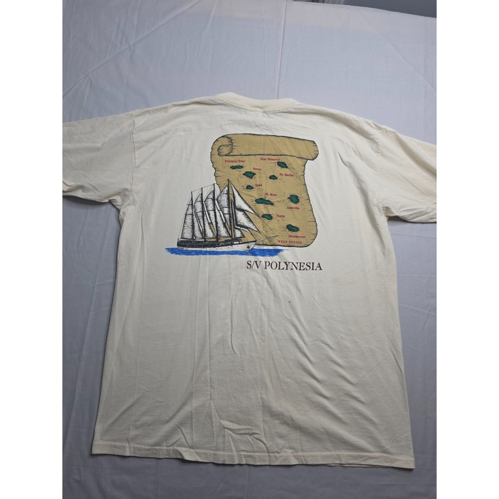 Vintage Joy Athletic T-Shirt Mens 2XL Beige Graphic Print 100% Cotton Streetwear - Picture 2 of 9